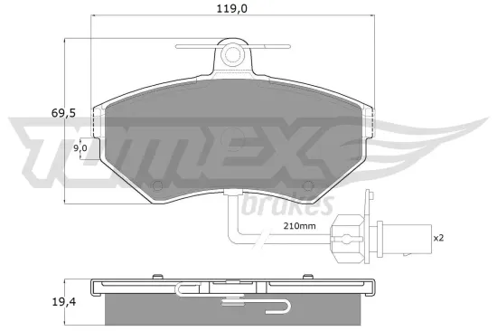Bremsbelagsatz, Scheibenbremse Vorderachse TOMEX Brakes TX 13-121 Bild Bremsbelagsatz, Scheibenbremse Vorderachse TOMEX Brakes TX 13-121