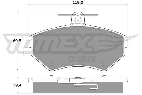 Bremsbelagsatz, Scheibenbremse Vorderachse TOMEX Brakes TX 13-12 Bild Bremsbelagsatz, Scheibenbremse Vorderachse TOMEX Brakes TX 13-12