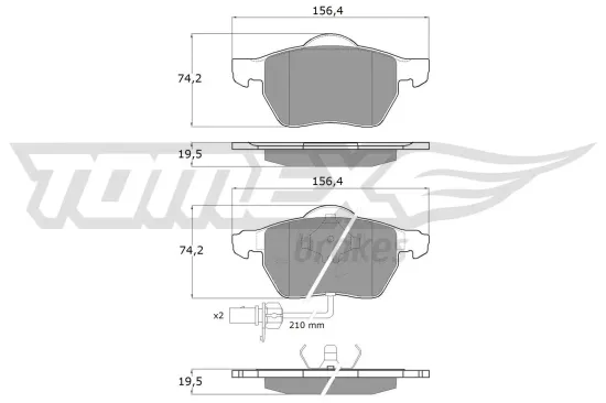 Bremsbelagsatz, Scheibenbremse Vorderachse TOMEX Brakes TX 13-13 Bild Bremsbelagsatz, Scheibenbremse Vorderachse TOMEX Brakes TX 13-13