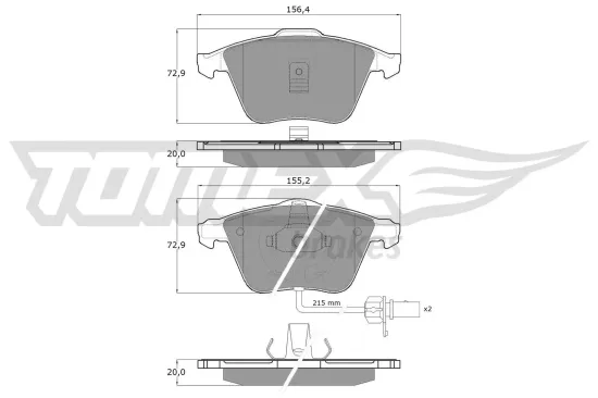 Bremsbelagsatz, Scheibenbremse Vorderachse TOMEX Brakes TX 13-14 Bild Bremsbelagsatz, Scheibenbremse Vorderachse TOMEX Brakes TX 13-14