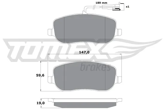 Bremsbelagsatz, Scheibenbremse Vorderachse TOMEX Brakes TX 13-341 Bild Bremsbelagsatz, Scheibenbremse Vorderachse TOMEX Brakes TX 13-341