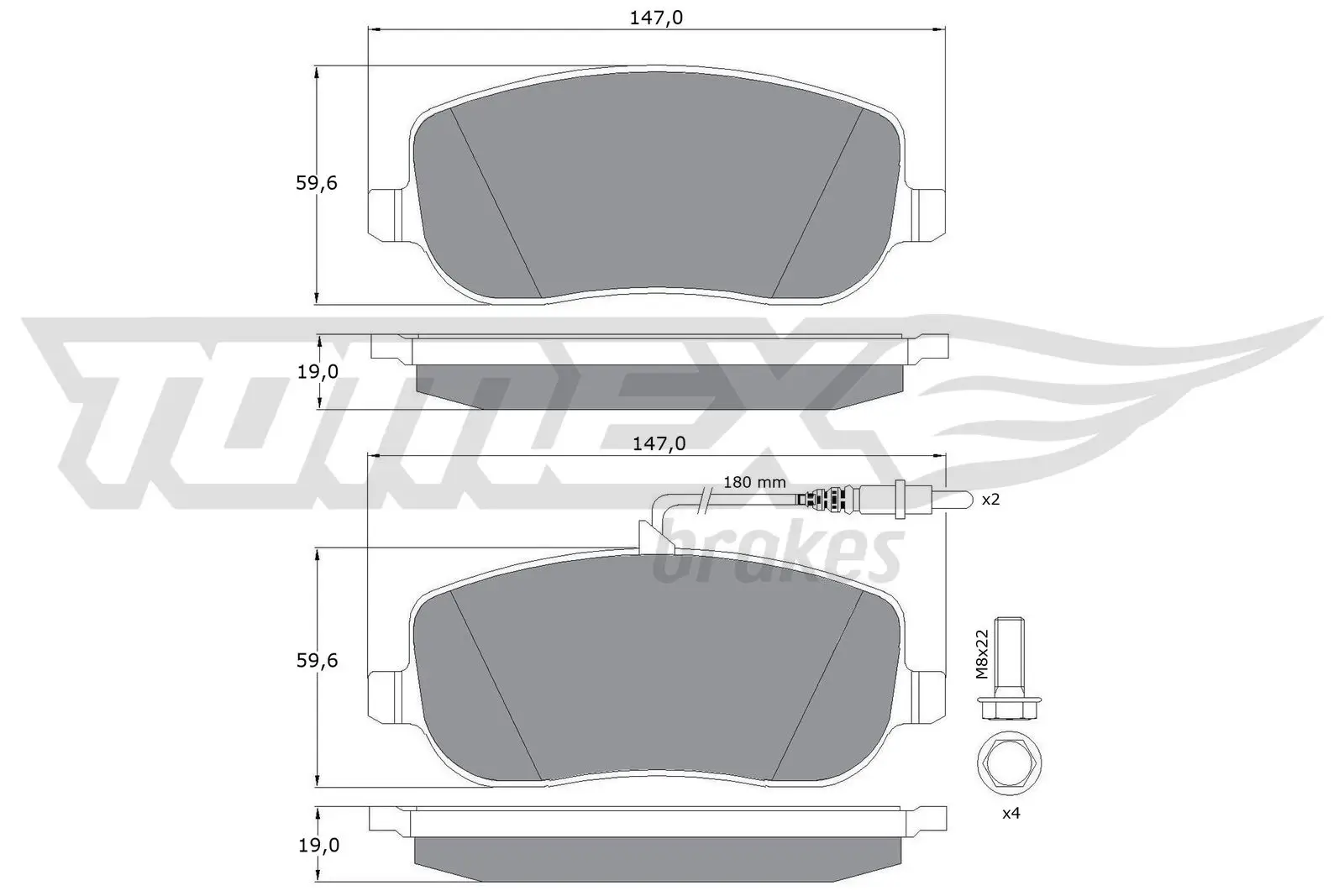Bremsbelagsatz, Scheibenbremse Vorderachse TOMEX Brakes TX 13-34