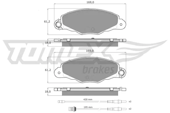 Bremsbelagsatz, Scheibenbremse Vorderachse TOMEX Brakes TX 13-37 Bild Bremsbelagsatz, Scheibenbremse Vorderachse TOMEX Brakes TX 13-37
