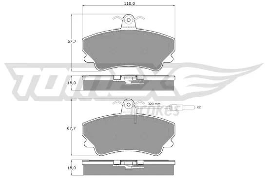 Bremsbelagsatz, Scheibenbremse Vorderachse TOMEX Brakes TX 13-48 Bild Bremsbelagsatz, Scheibenbremse Vorderachse TOMEX Brakes TX 13-48