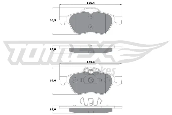 Bremsbelagsatz, Scheibenbremse Vorderachse TOMEX Brakes TX 13-51 Bild Bremsbelagsatz, Scheibenbremse Vorderachse TOMEX Brakes TX 13-51