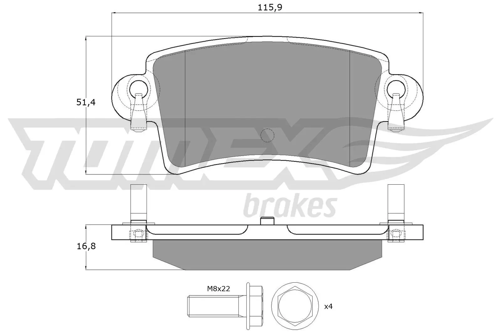 Bremsbelagsatz, Scheibenbremse Hinterachse TOMEX Brakes TX 13-52