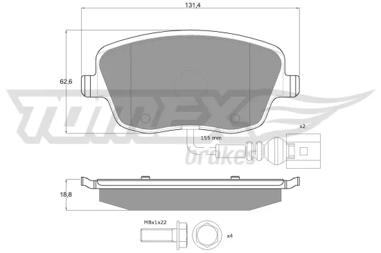 Bremsbelagsatz, Scheibenbremse Vorderachse TOMEX Brakes TX 13-591 Bild Bremsbelagsatz, Scheibenbremse Vorderachse TOMEX Brakes TX 13-591