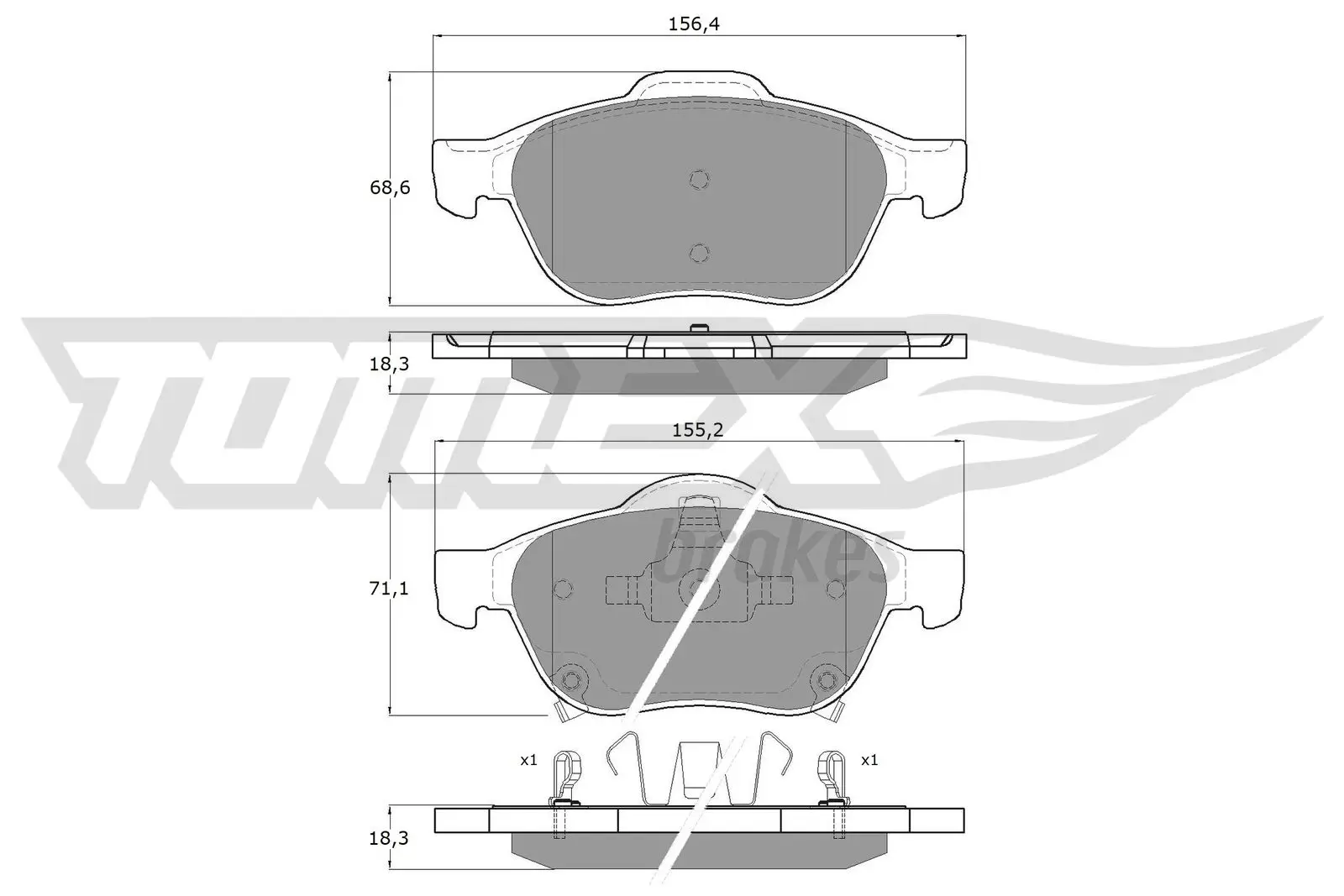 Bremsbelagsatz, Scheibenbremse Vorderachse TOMEX Brakes TX 13-64