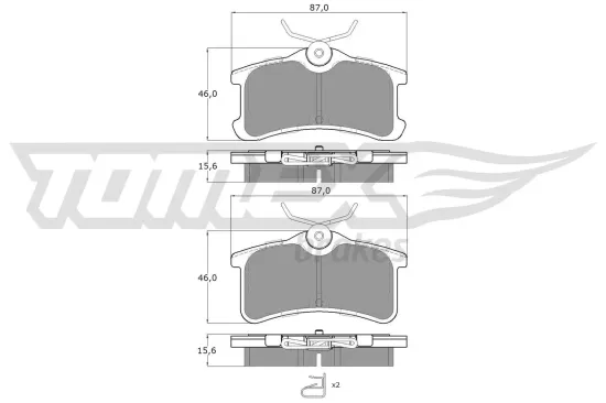 Bremsbelagsatz, Scheibenbremse Hinterachse TOMEX Brakes TX 13-65 Bild Bremsbelagsatz, Scheibenbremse Hinterachse TOMEX Brakes TX 13-65