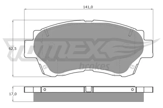 Bremsbelagsatz, Scheibenbremse Vorderachse TOMEX Brakes TX 13-72 Bild Bremsbelagsatz, Scheibenbremse Vorderachse TOMEX Brakes TX 13-72