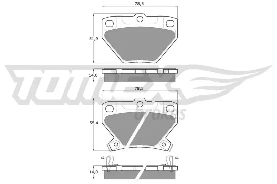 Bremsbelagsatz, Scheibenbremse TOMEX Brakes TX 13-77 Bild Bremsbelagsatz, Scheibenbremse TOMEX Brakes TX 13-77