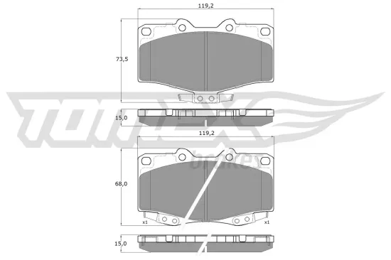 Bremsbelagsatz, Scheibenbremse Vorderachse TOMEX Brakes TX 13-81 Bild Bremsbelagsatz, Scheibenbremse Vorderachse TOMEX Brakes TX 13-81