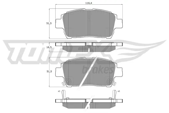 Bremsbelagsatz, Scheibenbremse Vorderachse TOMEX Brakes TX 13-88 Bild Bremsbelagsatz, Scheibenbremse Vorderachse TOMEX Brakes TX 13-88