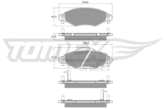 Bremsbelagsatz, Scheibenbremse Vorderachse TOMEX Brakes TX 13-89 Bild Bremsbelagsatz, Scheibenbremse Vorderachse TOMEX Brakes TX 13-89