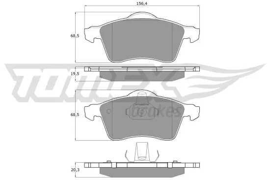 Bremsbelagsatz, Scheibenbremse Vorderachse TOMEX Brakes TX 13-91 Bild Bremsbelagsatz, Scheibenbremse Vorderachse TOMEX Brakes TX 13-91