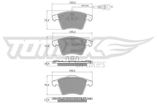 Bremsbelagsatz, Scheibenbremse Vorderachse TOMEX Brakes TX 13-931 Bild Bremsbelagsatz, Scheibenbremse Vorderachse TOMEX Brakes TX 13-931