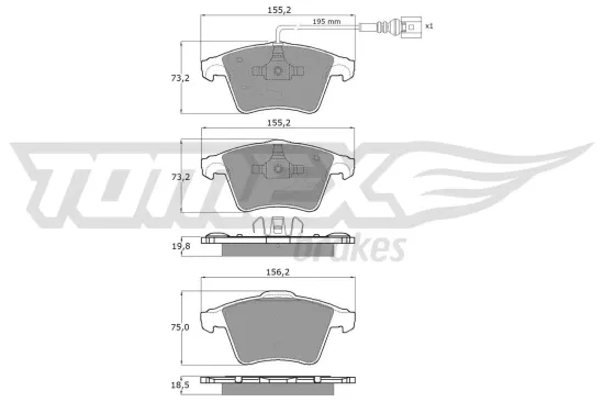 Bremsbelagsatz, Scheibenbremse Vorderachse TOMEX Brakes TX 13-93 Bild Bremsbelagsatz, Scheibenbremse Vorderachse TOMEX Brakes TX 13-93