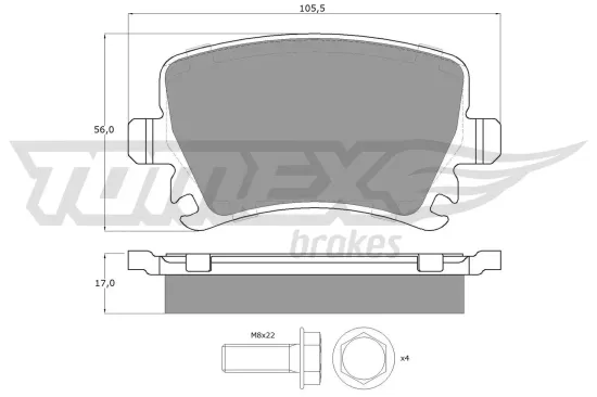 Bremsbelagsatz, Scheibenbremse Hinterachse TOMEX Brakes TX 13-95 Bild Bremsbelagsatz, Scheibenbremse Hinterachse TOMEX Brakes TX 13-95