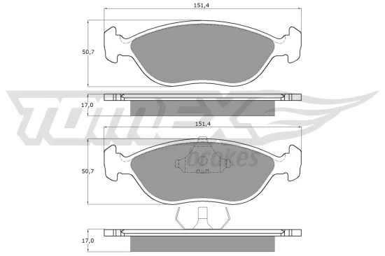Bremsbelagsatz, Scheibenbremse Vorderachse TOMEX Brakes TX 13-98 Bild Bremsbelagsatz, Scheibenbremse Vorderachse TOMEX Brakes TX 13-98