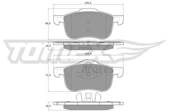 Bremsbelagsatz, Scheibenbremse Vorderachse TOMEX Brakes TX 14-04 Bild Bremsbelagsatz, Scheibenbremse Vorderachse TOMEX Brakes TX 14-04