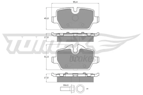 Bremsbelagsatz, Scheibenbremse Hinterachse TOMEX Brakes TX 14-34 Bild Bremsbelagsatz, Scheibenbremse Hinterachse TOMEX Brakes TX 14-34