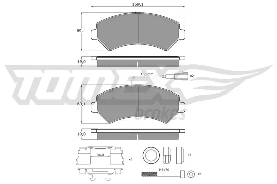 Bremsbelagsatz, Scheibenbremse Vorderachse TOMEX Brakes TX 14-401 Bild Bremsbelagsatz, Scheibenbremse Vorderachse TOMEX Brakes TX 14-401