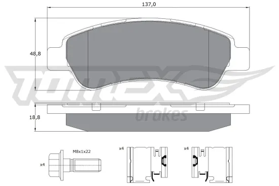 Bremsbelagsatz, Scheibenbremse Hinterachse TOMEX Brakes TX 14-41 Bild Bremsbelagsatz, Scheibenbremse Hinterachse TOMEX Brakes TX 14-41