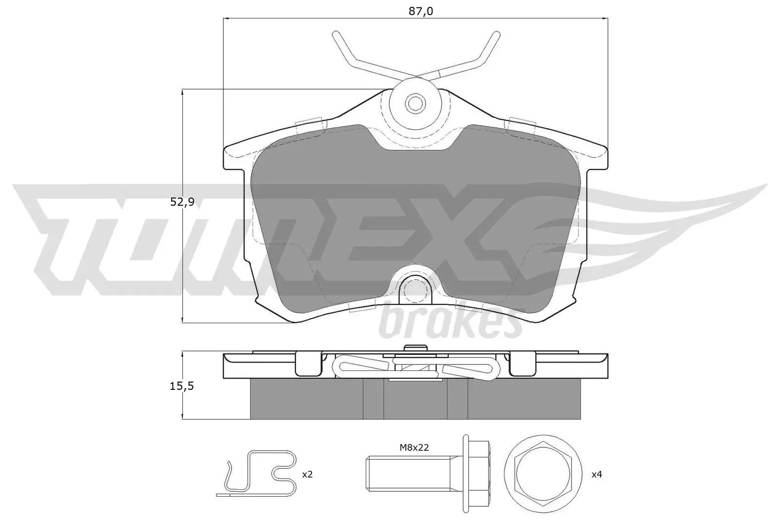 Bremsbelagsatz, Scheibenbremse Hinterachse TOMEX Brakes TX 14-51