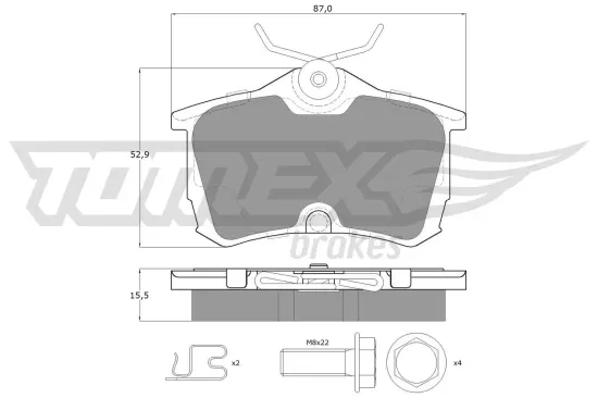 Bremsbelagsatz, Scheibenbremse Hinterachse TOMEX Brakes TX 14-51 Bild Bremsbelagsatz, Scheibenbremse Hinterachse TOMEX Brakes TX 14-51