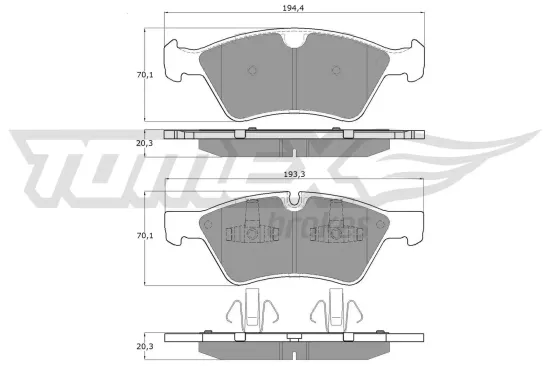 Bremsbelagsatz, Scheibenbremse Vorderachse TOMEX Brakes TX 14-57 Bild Bremsbelagsatz, Scheibenbremse Vorderachse TOMEX Brakes TX 14-57