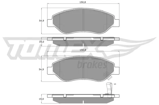 Bremsbelagsatz, Scheibenbremse Vorderachse TOMEX Brakes TX 14-61 Bild Bremsbelagsatz, Scheibenbremse Vorderachse TOMEX Brakes TX 14-61