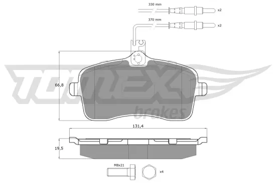 Bremsbelagsatz, Scheibenbremse Vorderachse TOMEX Brakes TX 14-67 Bild Bremsbelagsatz, Scheibenbremse Vorderachse TOMEX Brakes TX 14-67