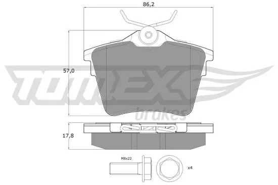 Bremsbelagsatz, Scheibenbremse Hinterachse TOMEX Brakes TX 14-69 Bild Bremsbelagsatz, Scheibenbremse Hinterachse TOMEX Brakes TX 14-69