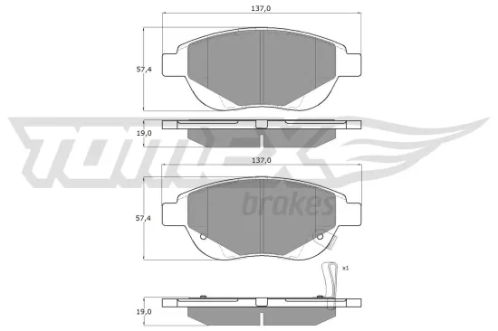 Bremsbelagsatz, Scheibenbremse Vorderachse TOMEX Brakes TX 14-86 Bild Bremsbelagsatz, Scheibenbremse Vorderachse TOMEX Brakes TX 14-86