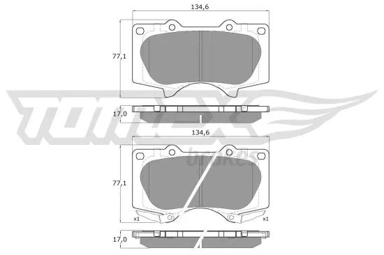 Bremsbelagsatz, Scheibenbremse Vorderachse TOMEX Brakes TX 14-96 Bild Bremsbelagsatz, Scheibenbremse Vorderachse TOMEX Brakes TX 14-96
