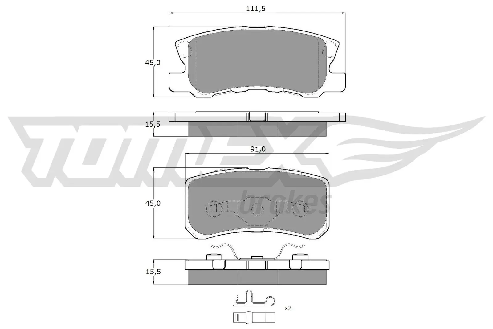 Bremsbelagsatz, Scheibenbremse TOMEX Brakes TX 15-04