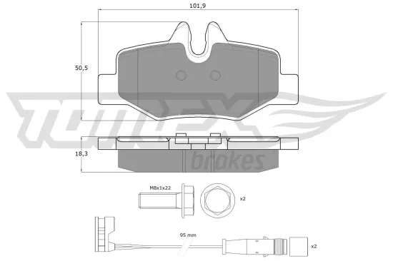 Bremsbelagsatz, Scheibenbremse Hinterachse TOMEX Brakes TX 15-13 Bild Bremsbelagsatz, Scheibenbremse Hinterachse TOMEX Brakes TX 15-13