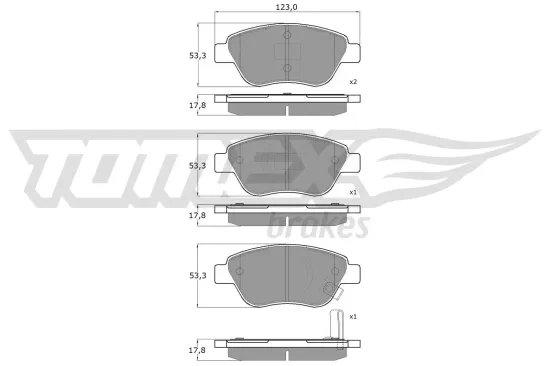 Bremsbelagsatz, Scheibenbremse Vorderachse TOMEX Brakes TX 15-20 Bild Bremsbelagsatz, Scheibenbremse Vorderachse TOMEX Brakes TX 15-20