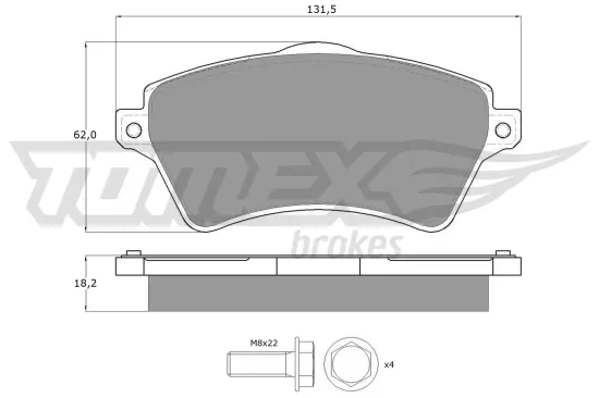 Bremsbelagsatz, Scheibenbremse Vorderachse TOMEX Brakes TX 15-39 Bild Bremsbelagsatz, Scheibenbremse Vorderachse TOMEX Brakes TX 15-39