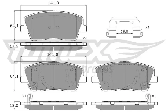 Bremsbelagsatz, Scheibenbremse Vorderachse TOMEX Brakes TX 15-42 Bild Bremsbelagsatz, Scheibenbremse Vorderachse TOMEX Brakes TX 15-42