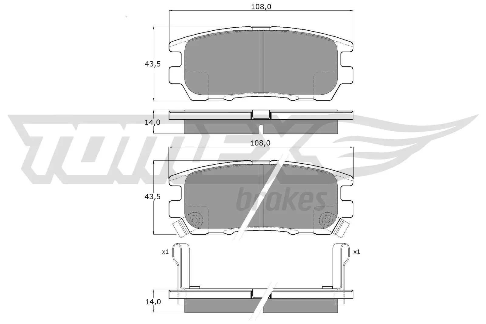 Bremsbelagsatz, Scheibenbremse Hinterachse TOMEX Brakes TX 15-44