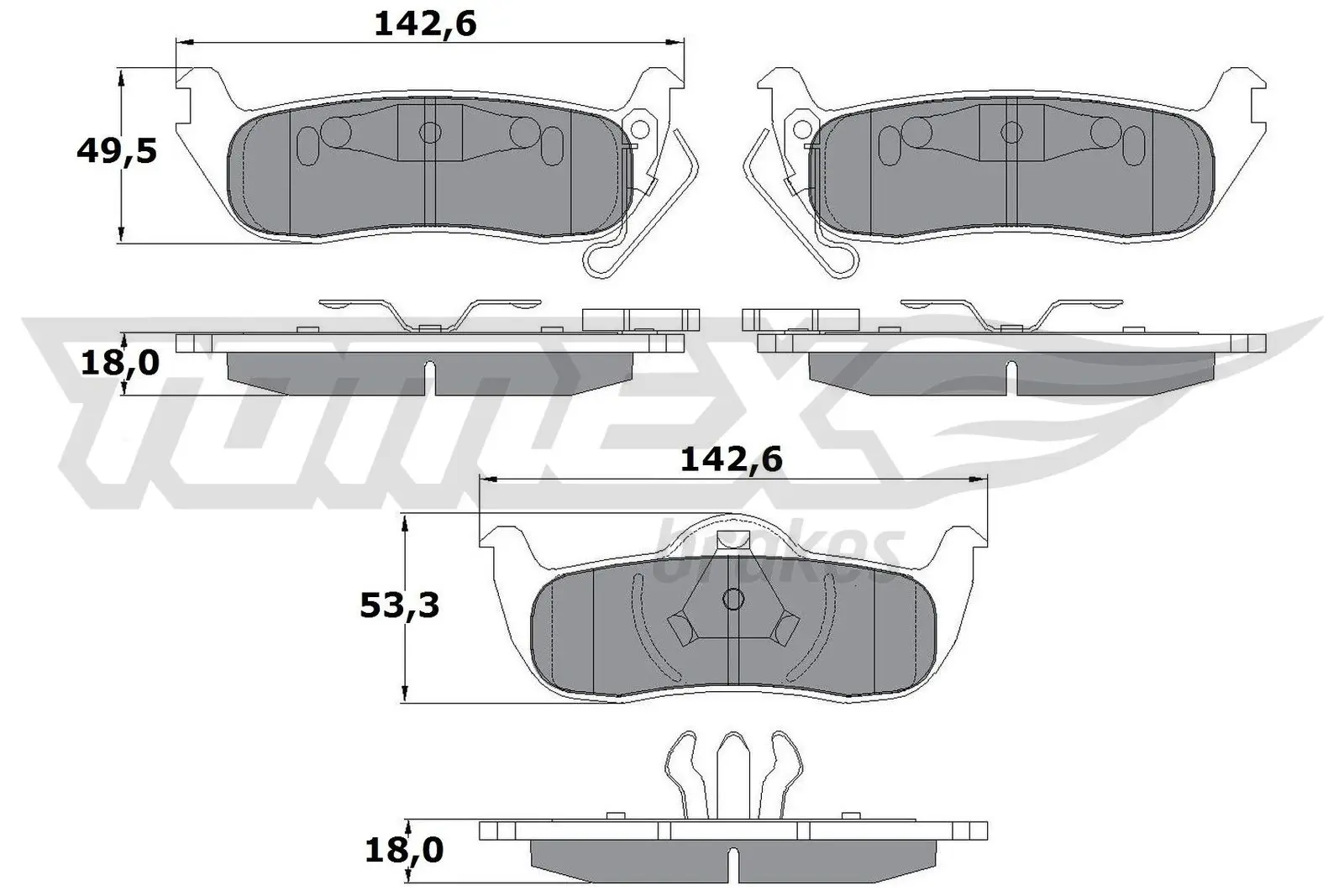 Bremsbelagsatz, Scheibenbremse Hinterachse TOMEX Brakes TX 15-48