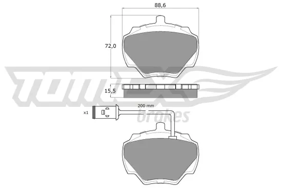 Bremsbelagsatz, Scheibenbremse Hinterachse TOMEX Brakes TX 15-50 Bild Bremsbelagsatz, Scheibenbremse Hinterachse TOMEX Brakes TX 15-50