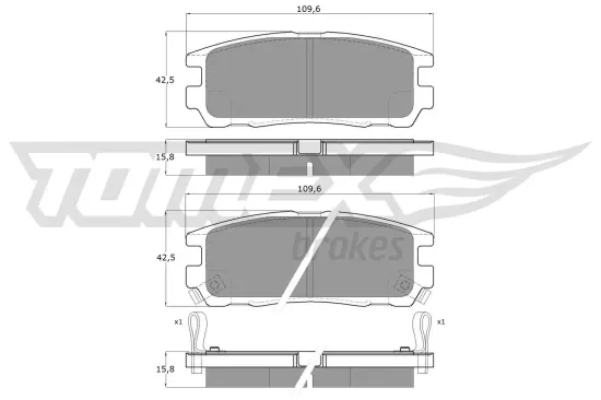 Bremsbelagsatz, Scheibenbremse Hinterachse TOMEX Brakes TX 15-55 Bild Bremsbelagsatz, Scheibenbremse Hinterachse TOMEX Brakes TX 15-55
