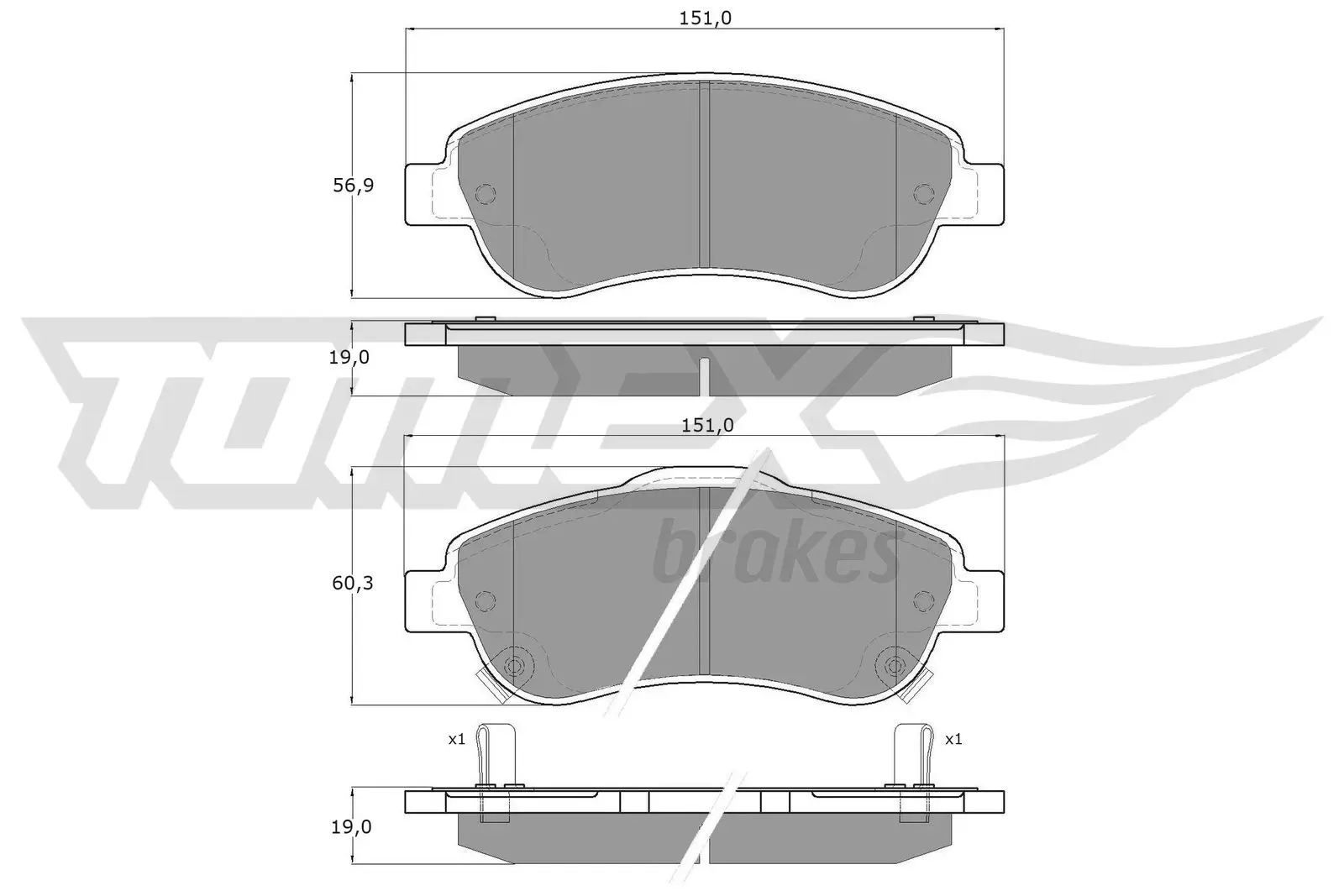 Bremsbelagsatz, Scheibenbremse Vorderachse TOMEX Brakes TX 15-70