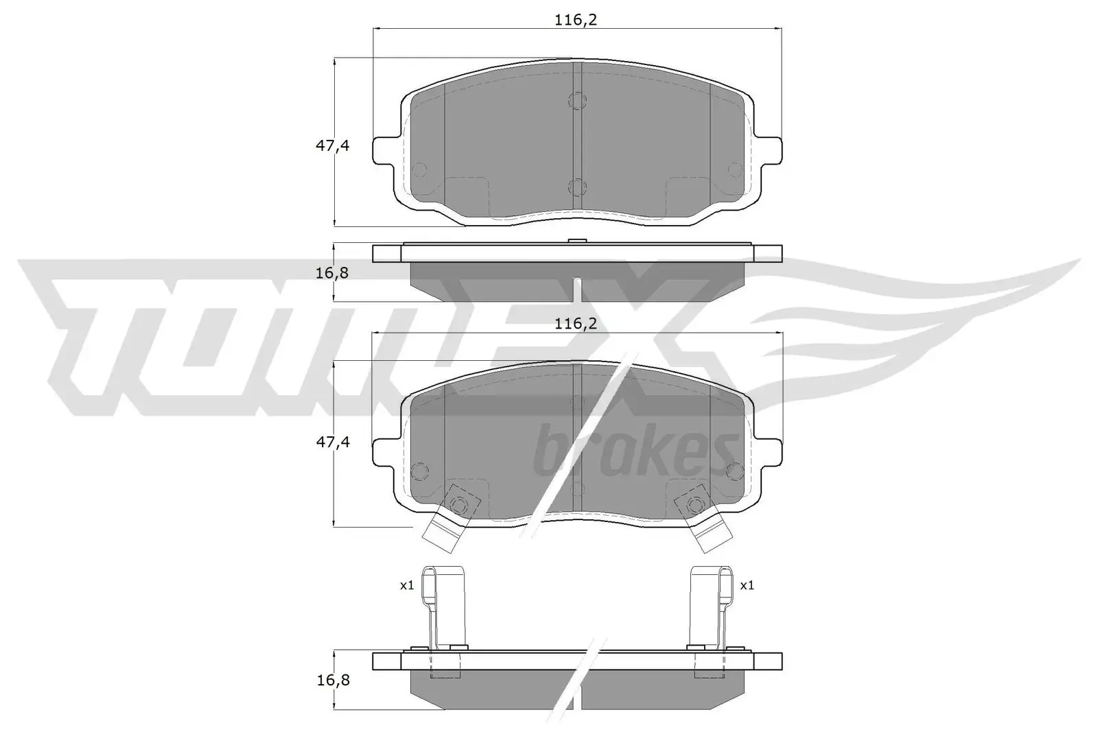 Bremsbelagsatz, Scheibenbremse TOMEX Brakes TX 15-74