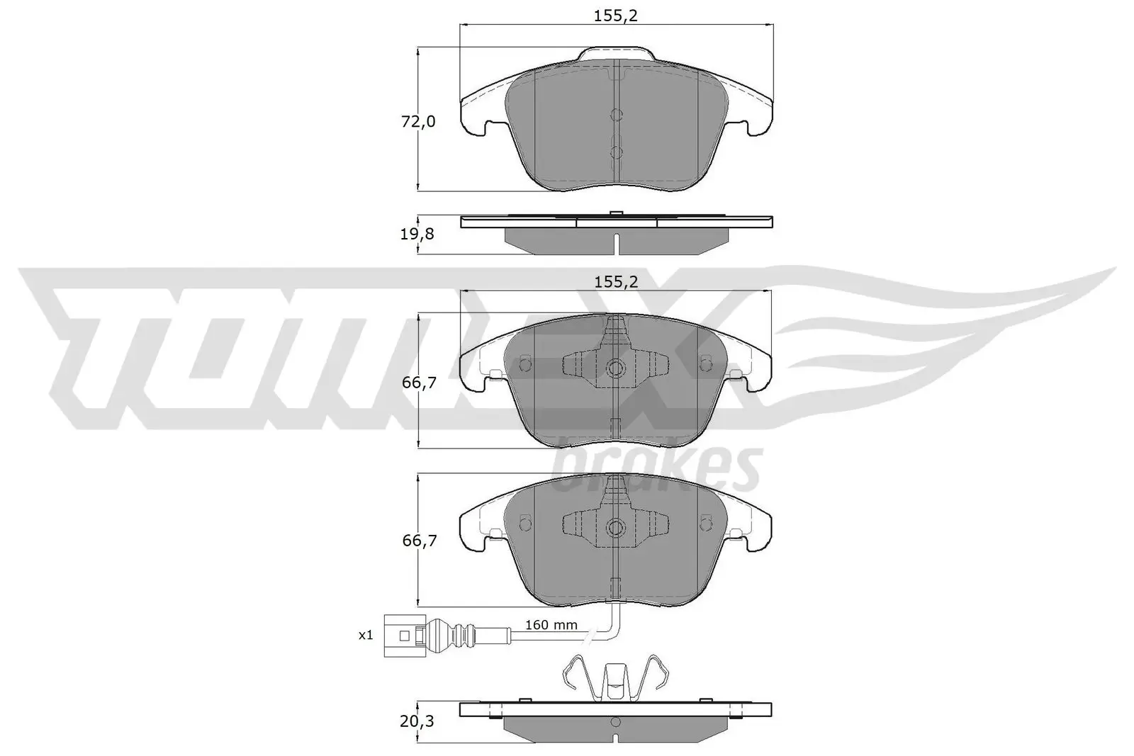 Bremsbelagsatz, Scheibenbremse Vorderachse TOMEX Brakes TX 15-82