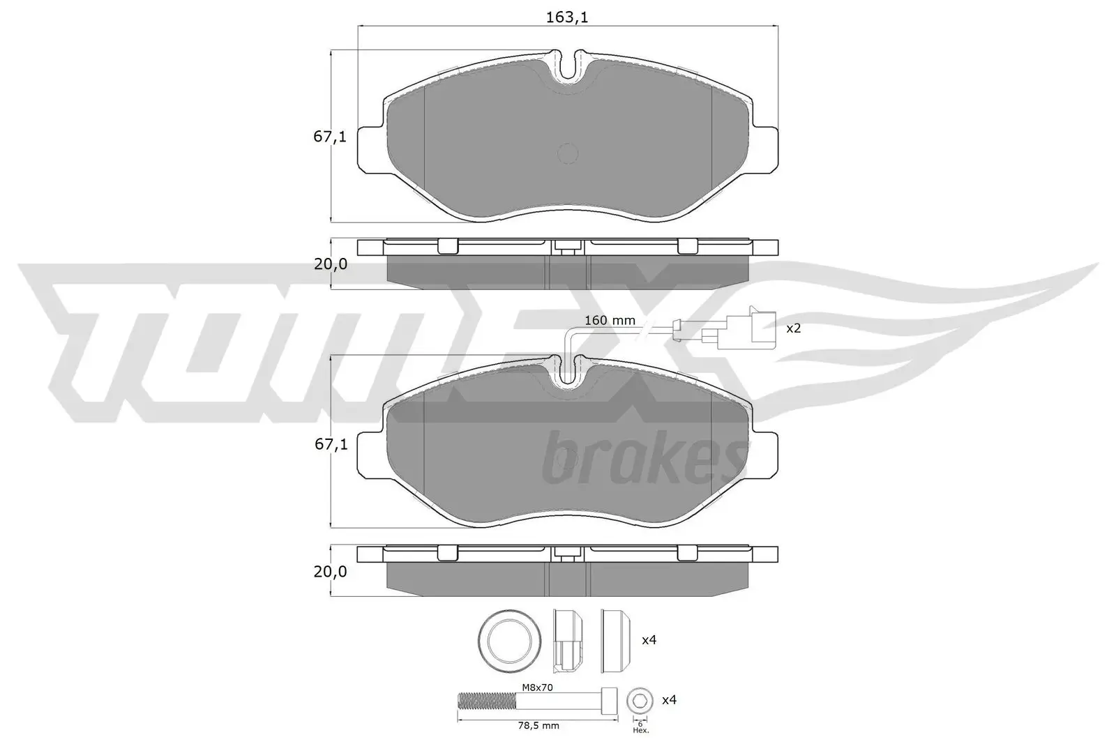 Bremsbelagsatz, Scheibenbremse Vorderachse TOMEX Brakes TX 15-861