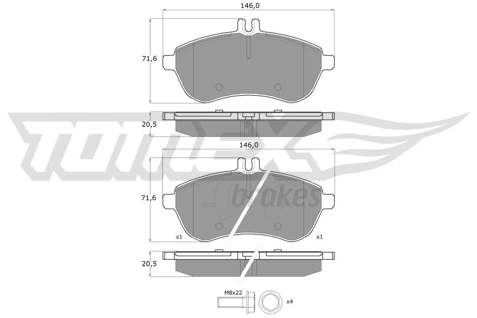 Bremsbelagsatz, Scheibenbremse Vorderachse TOMEX Brakes TX 16-02
