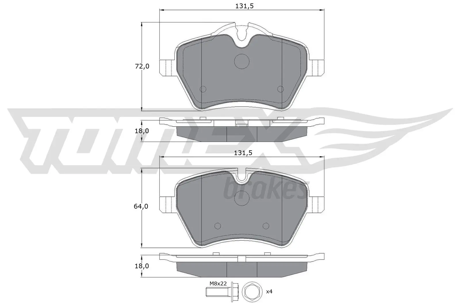 Bremsbelagsatz, Scheibenbremse Vorderachse TOMEX Brakes TX 16-04